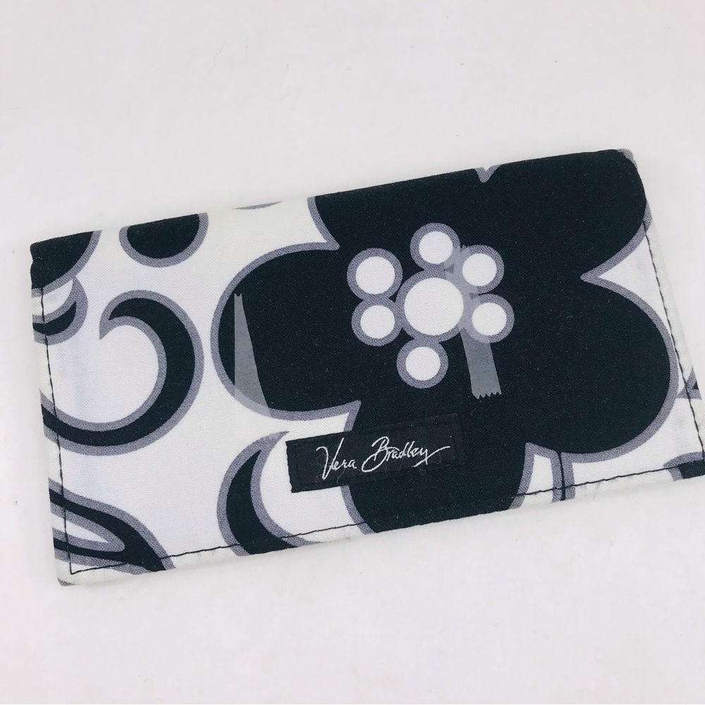 Vera Bradley Checkbook Cover Night and Day Black White Floral Cotton